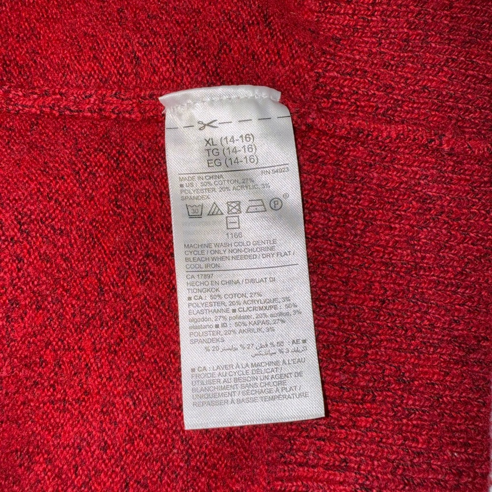 Old Navy Red Fair Isle Holiday Sweater Youth XL 14–16 Winter Knit Christmas - Picture 4 of 4